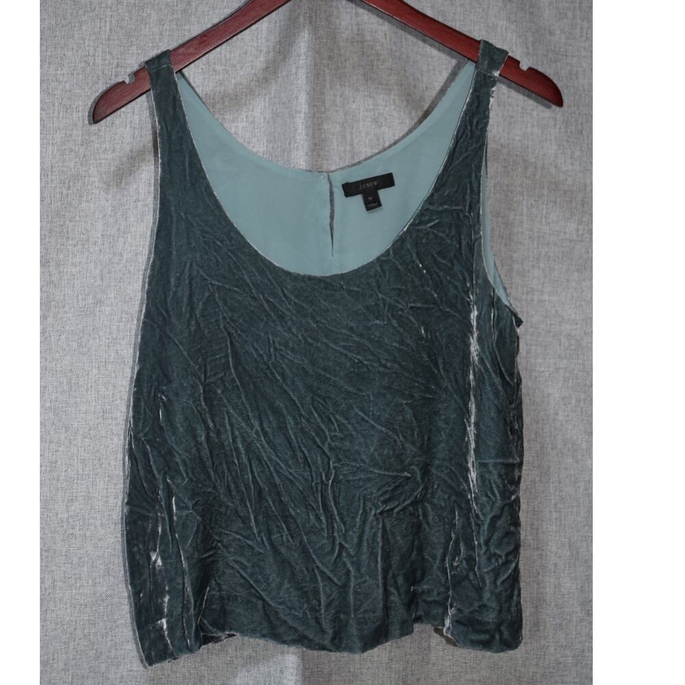 J.Crew Dark Green Velvet Sleeveless Tank Top Size M